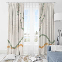 Aloha Lei Mikioi Window Curtain Beige Polynesian Tribal Tatau Pattern