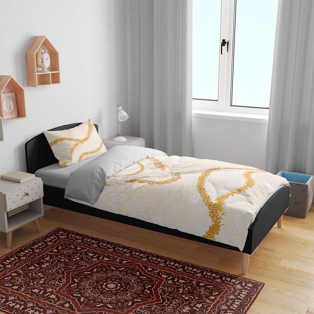 Aloha Lei Mikioi Bedding Set Gold Polynesian Tribal Tatau Pattern