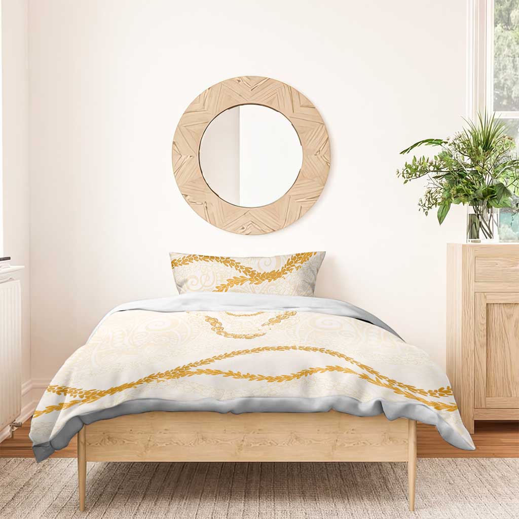 Aloha Lei Mikioi Bedding Set Gold Polynesian Tribal Tatau Pattern