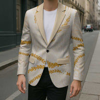 Aloha Lei Mikioi Blazer Gold Polynesian Tribal Tatau Pattern - Polynesian Pride