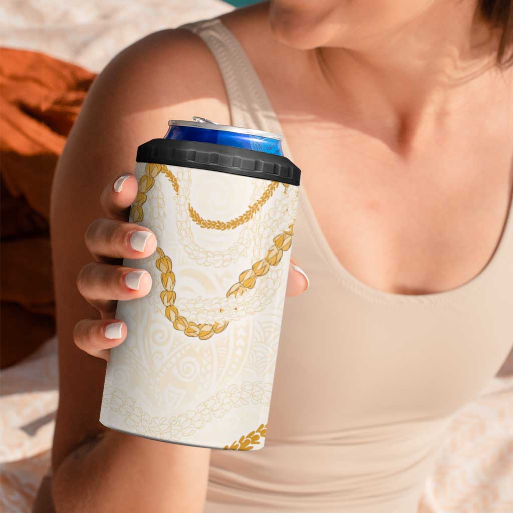 Aloha Lei Mikioi 4 in 1 Can Cooler Tumbler Gold Polynesian Tribal Tatau Pattern