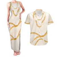 Aloha Lei Mikioi Couples Matching Tank Maxi Dress and Hawaiian Shirt Gold Polynesian Tribal Tatau Pattern LT9 Gold - Polynesian Pride