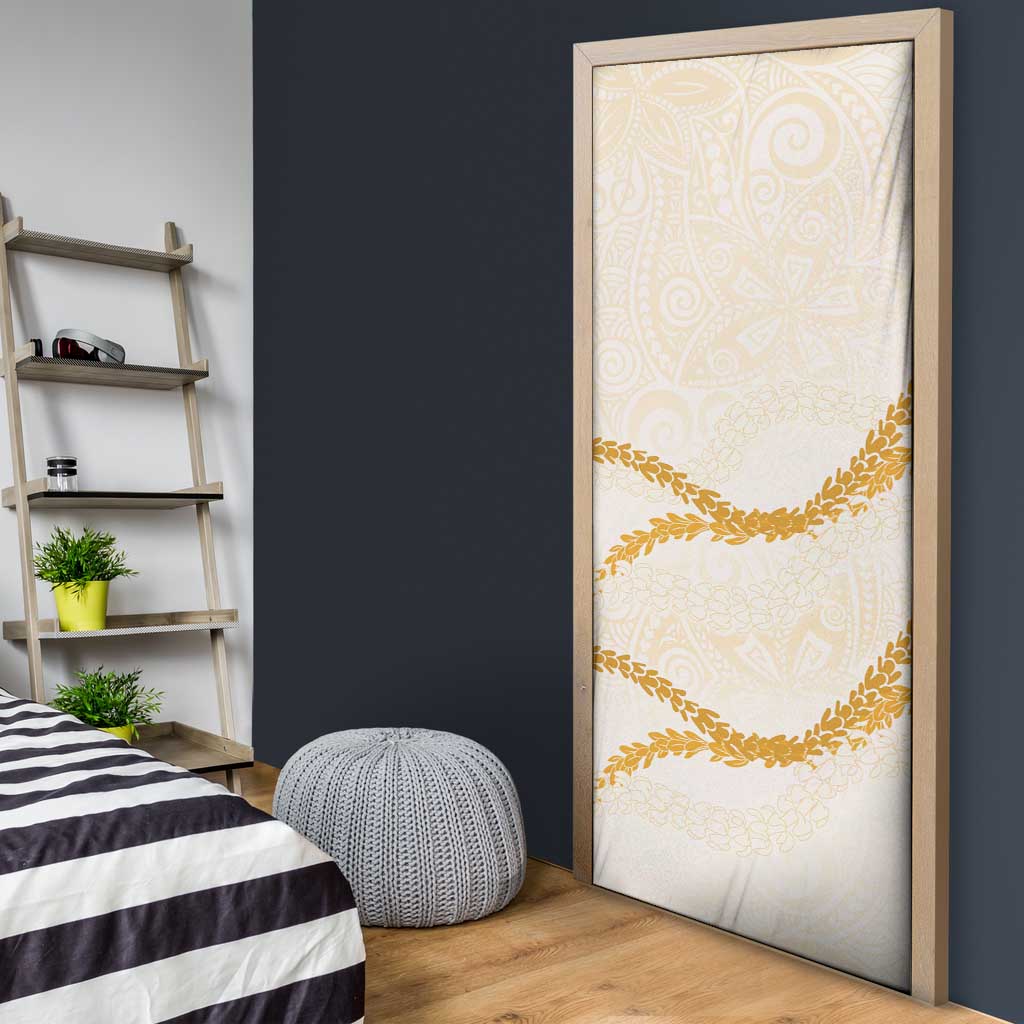 Aloha Lei Mikioi Door Cover Gold Polynesian Tribal Tatau Pattern - Polynesian Pride