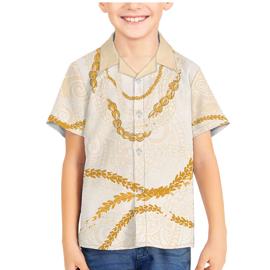 Aloha Lei Mikioi Family Matching Mermaid Dress and Hawaiian Shirt Gold Polynesian Tribal Tatau Pattern LT9 Son's Shirt Gold - Polynesian Pride
