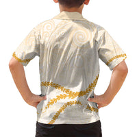 Aloha Lei Mikioi Family Matching Off Shoulder Maxi Dress and Hawaiian Shirt Gold Polynesian Tribal Tatau Pattern LT9 - Polynesian Pride