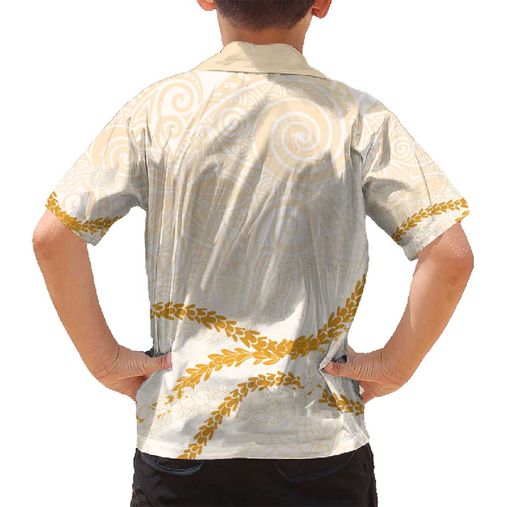 Aloha Lei Mikioi Family Matching Off Shoulder Short Dress and Hawaiian Shirt Gold Polynesian Tribal Tatau Pattern LT9 - Polynesian Pride