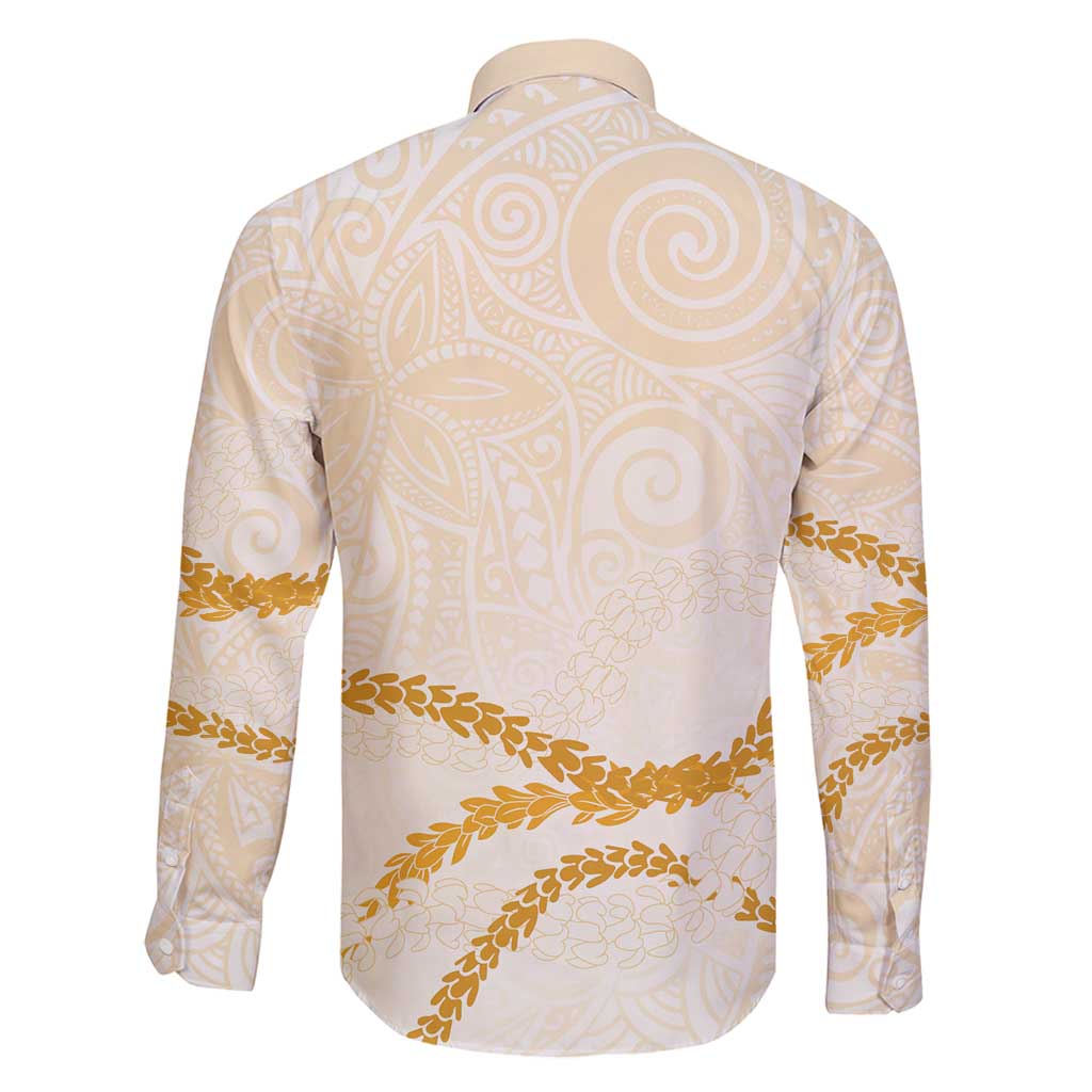 Aloha Lei Mikioi Family Matching Off Shoulder Short Dress and Hawaiian Shirt Gold Polynesian Tribal Tatau Pattern LT9 - Polynesian Pride