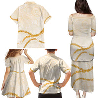 Aloha Lei Mikioi Family Matching Puletasi and Hawaiian Shirt Gold Polynesian Tribal Tatau Pattern LT9 - Polynesian Pride