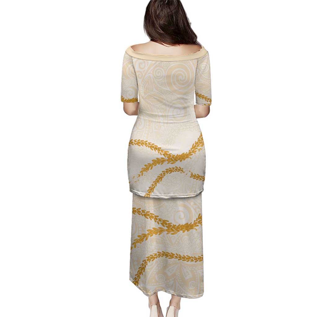 Aloha Lei Mikioi Family Matching Puletasi and Hawaiian Shirt Gold Polynesian Tribal Tatau Pattern LT9 - Polynesian Pride