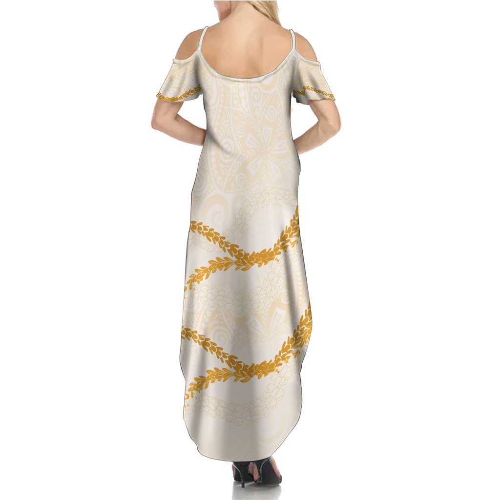 Aloha Lei Mikioi Family Matching Summer Maxi Dress and Hawaiian Shirt Gold Polynesian Tribal Tatau Pattern LT9 - Polynesian Pride