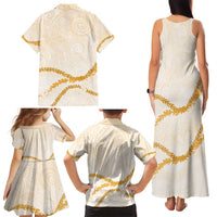 Aloha Lei Mikioi Family Matching Tank Maxi Dress and Hawaiian Shirt Gold Polynesian Tribal Tatau Pattern LT9 - Polynesian Pride