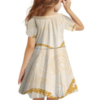 Aloha Lei Mikioi Kid Short Sleeve Dress Gold Polynesian Tribal Tatau Pattern LT9 - Polynesian Pride