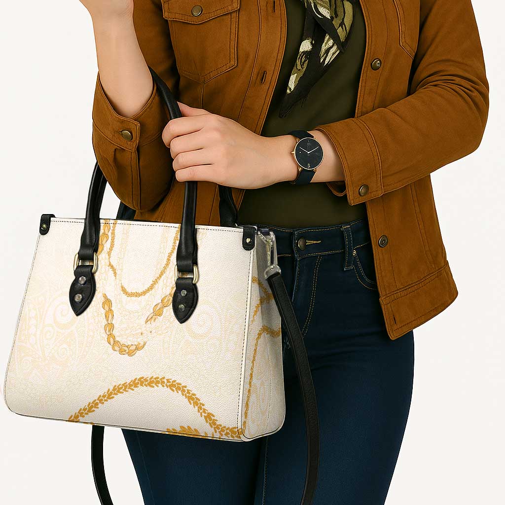 Aloha Lei Mikioi Leather Bag Gold Polynesian Tribal Tatau Pattern - Polynesian Pride