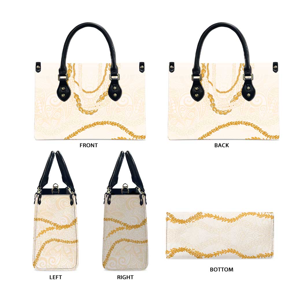 Aloha Lei Mikioi Leather Bag Gold Polynesian Tribal Tatau Pattern - Polynesian Pride