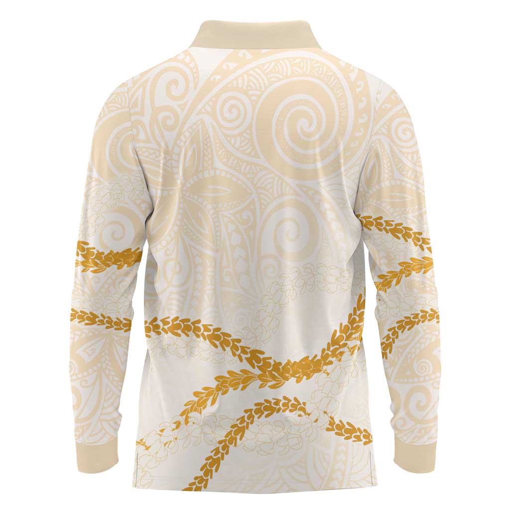 Aloha Lei Mikioi Long Sleeve Polo Shirt Gold Polynesian Tribal Tatau Pattern LT9 - Polynesian Pride