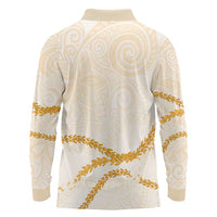 Aloha Lei Mikioi Long Sleeve Polo Shirt Gold Polynesian Tribal Tatau Pattern LT9 - Polynesian Pride
