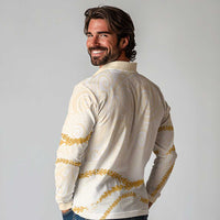 Aloha Lei Mikioi Long Sleeve Polo Shirt Gold Polynesian Tribal Tatau Pattern LT9 - Polynesian Pride