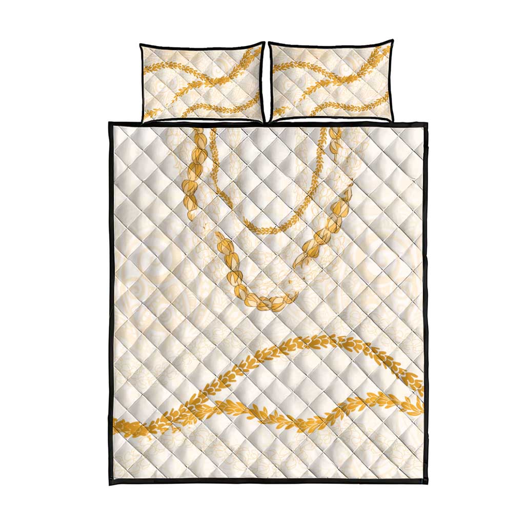 Aloha Lei Mikioi Quilt Bed Set Gold Polynesian Tribal Tatau Pattern