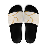 Aloha Lei Mikioi Slide Sandals Gold Polynesian Tribal Tatau Pattern LT9 Gold - Polynesian Pride