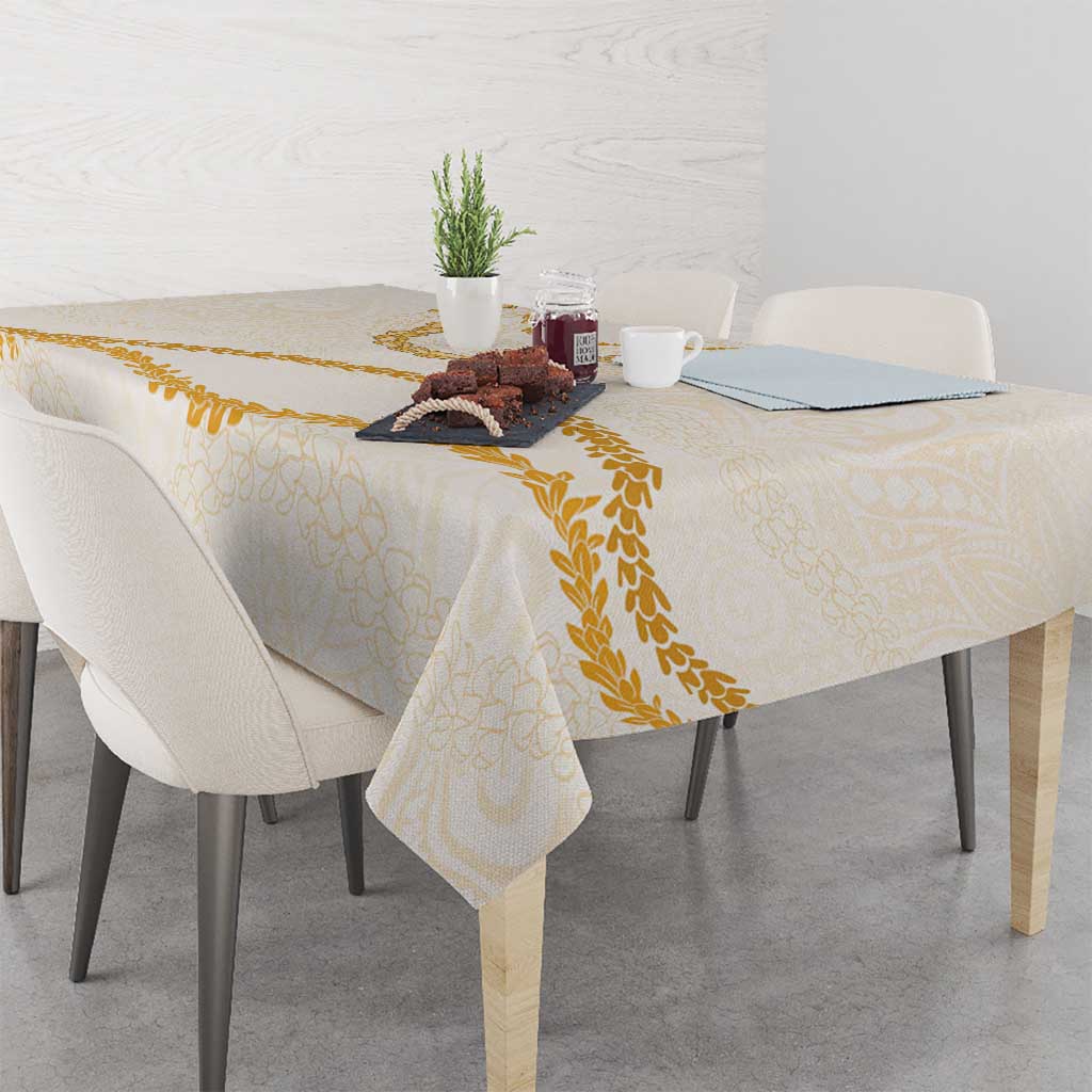 Aloha Lei Mikioi Tablecloth Gold Polynesian Tribal Tatau Pattern