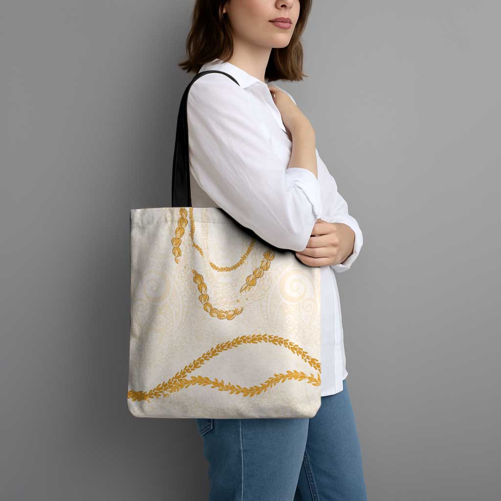 Aloha Lei Mikioi Tote Bag Gold Polynesian Tribal Tatau Pattern - Polynesian Pride