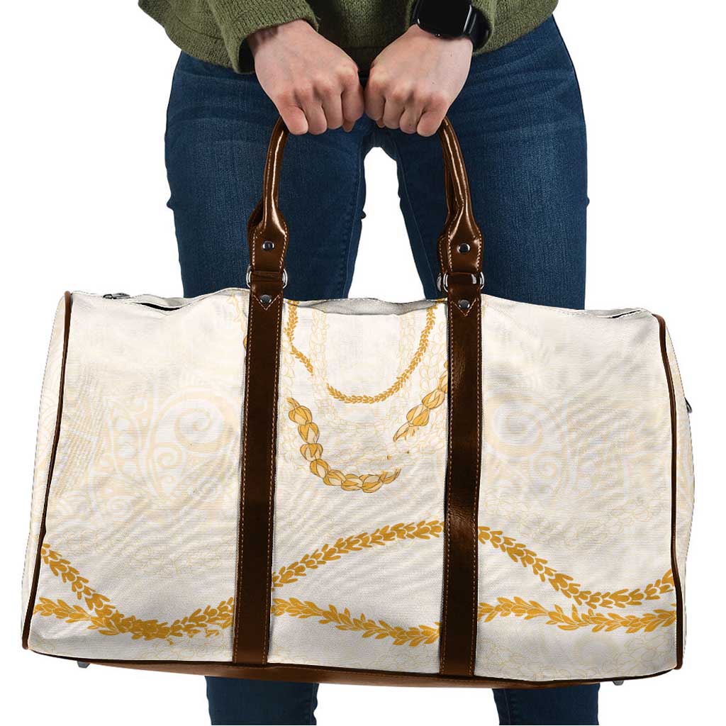 Aloha Lei Mikioi Travel Bag Gold Polynesian Tribal Tatau Pattern - Polynesian Pride