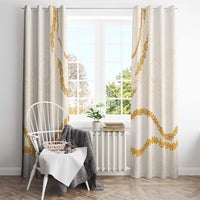 Aloha Lei Mikioi Window Curtain Gold Polynesian Tribal Tatau Pattern