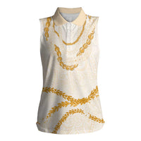 Aloha Lei Mikioi Women Sleeveless Polo Shirt Gold Polynesian Tribal Tatau Pattern LT9 Female Gold - Polynesian Pride