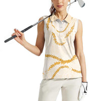 Aloha Lei Mikioi Women Sleeveless Polo Shirt Gold Polynesian Tribal Tatau Pattern LT9 - Polynesian Pride