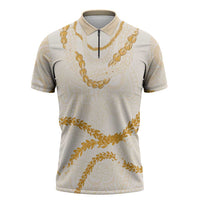 Aloha Lei Mikioi Zipper Polo Shirt Gold Polynesian Tribal Tatau Pattern LT9 Gold - Polynesian Pride
