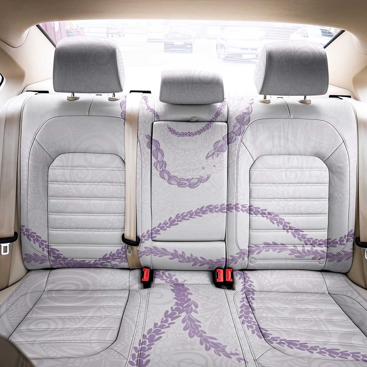 Aloha Lei Mikioi Back Car Seat Cover Purple Polynesian Tribal Tatau Pattern