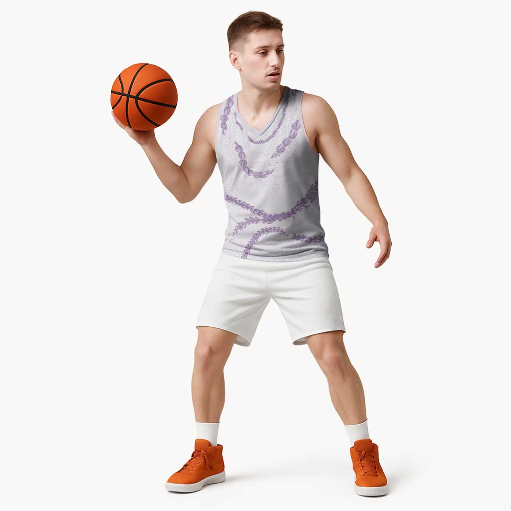 Aloha Lei Mikioi Basketball Jersey Purple Polynesian Tribal Tatau Pattern - Polynesian Pride