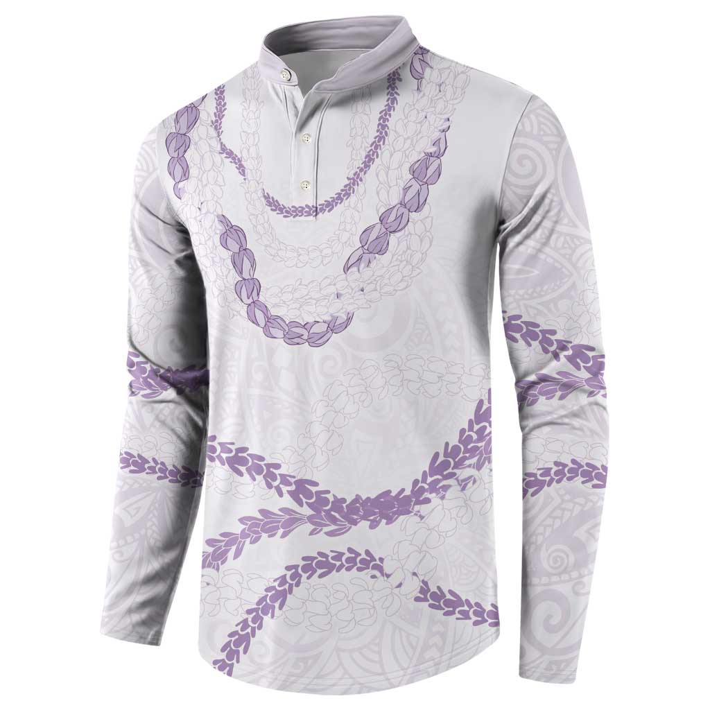 Aloha Lei Mikioi Button Sweatshirt Purple Polynesian Tribal Tatau Pattern