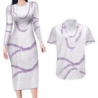 Aloha Lei Mikioi Couples Matching Long Sleeve Bodycon Dress and Hawaiian Shirt Purple Polynesian Tribal Tatau Pattern LT9 Purple - Polynesian Pride