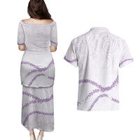 Aloha Lei Mikioi Couples Matching Puletasi and Hawaiian Shirt Purple Polynesian Tribal Tatau Pattern LT9 - Polynesian Pride
