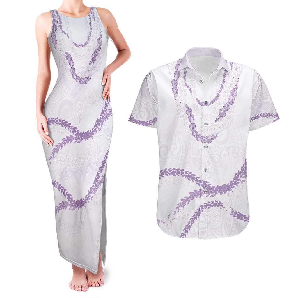 Aloha Lei Mikioi Couples Matching Tank Maxi Dress and Hawaiian Shirt Purple Polynesian Tribal Tatau Pattern LT9 Purple - Polynesian Pride