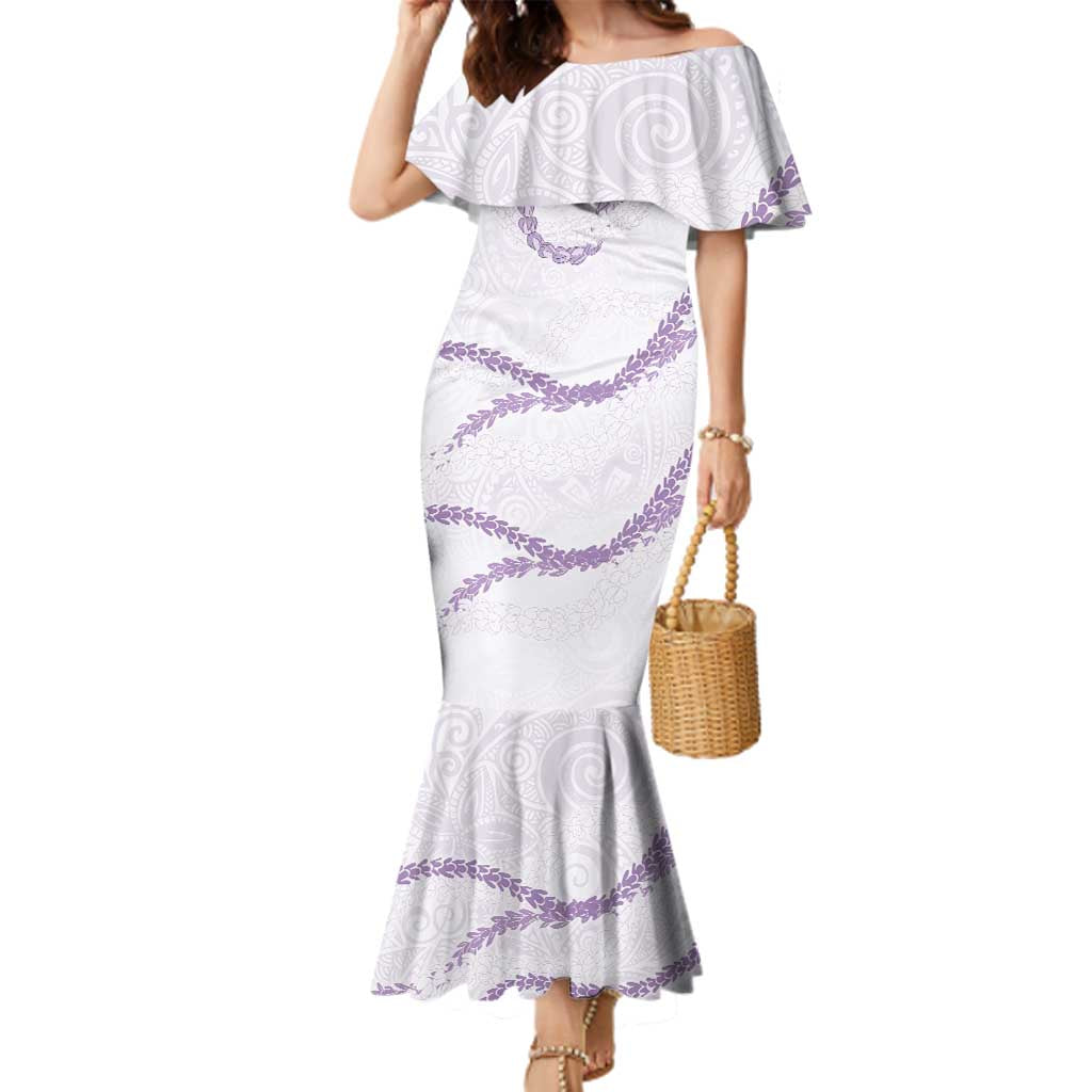 Aloha Lei Mikioi Family Matching Mermaid Dress and Hawaiian Shirt Purple Polynesian Tribal Tatau Pattern LT9 Mom's Dress Purple - Polynesian Pride