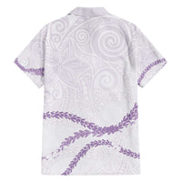 Aloha Lei Mikioi Family Matching Off The Shoulder Long Sleeve Dress and Hawaiian Shirt Purple Polynesian Tribal Tatau Pattern LT9 - Polynesian Pride