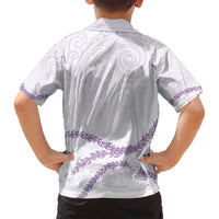 Aloha Lei Mikioi Family Matching Off Shoulder Maxi Dress and Hawaiian Shirt Purple Polynesian Tribal Tatau Pattern LT9 - Polynesian Pride