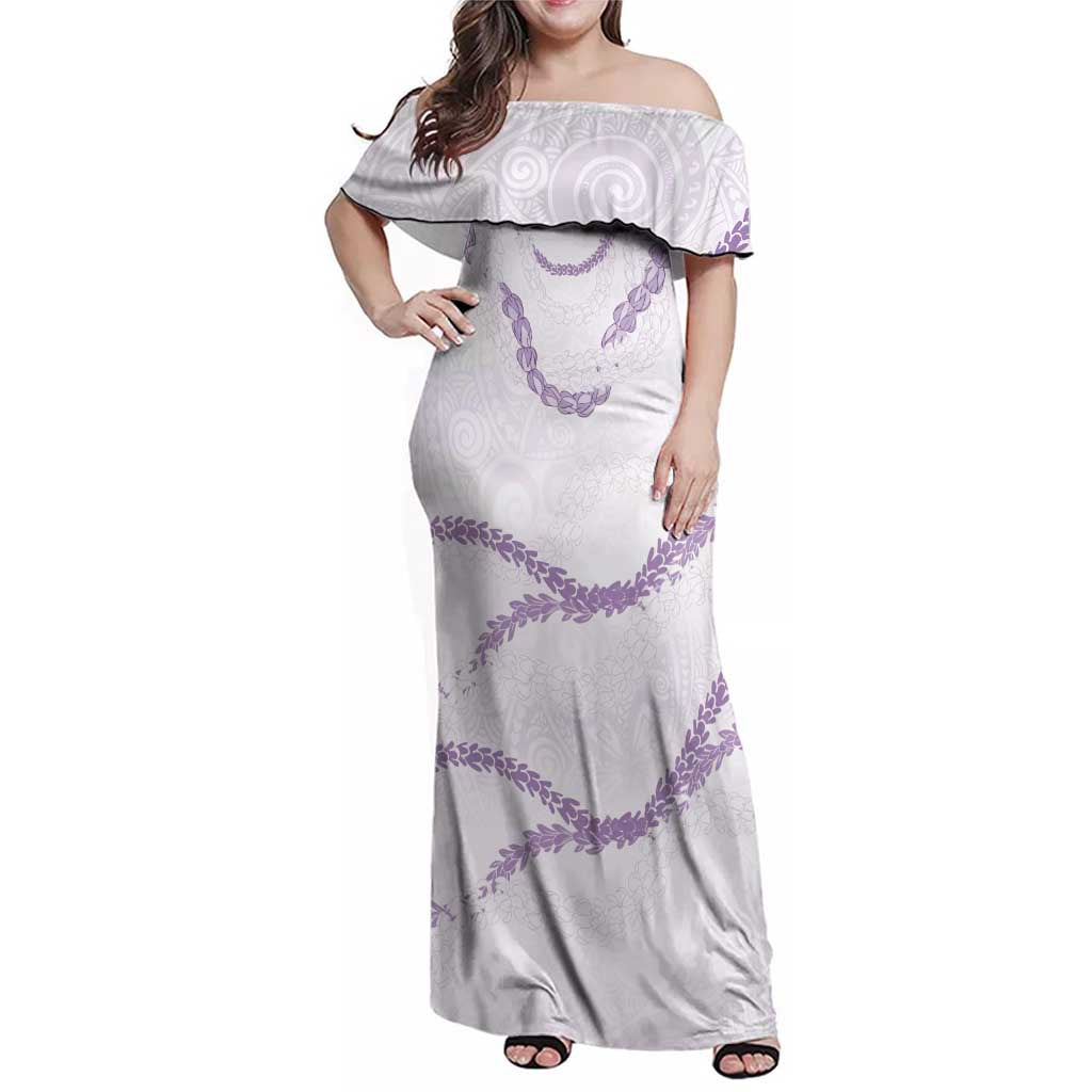 Aloha Lei Mikioi Family Matching Off Shoulder Maxi Dress and Hawaiian Shirt Purple Polynesian Tribal Tatau Pattern LT9 Mom's Dress Purple - Polynesian Pride