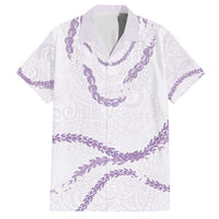 Aloha Lei Mikioi Family Matching Off Shoulder Short Dress and Hawaiian Shirt Purple Polynesian Tribal Tatau Pattern LT9 Dad's Shirt - Short Sleeve Purple - Polynesian Pride