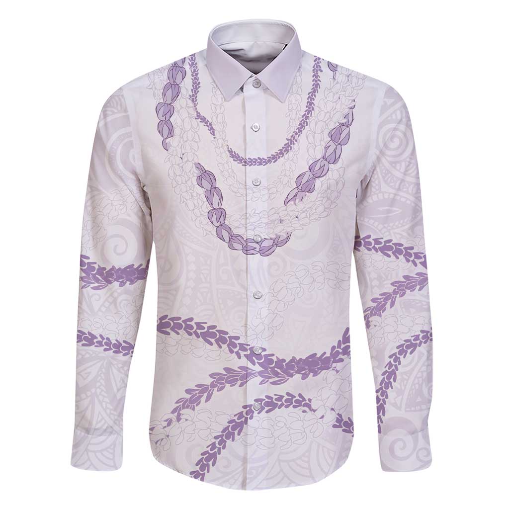 Aloha Lei Mikioi Family Matching Short Sleeve Bodycon Dress and Hawaiian Shirt Purple Polynesian Tribal Tatau Pattern LT9 Dad's Shirt - Long Sleeve Purple - Polynesian Pride