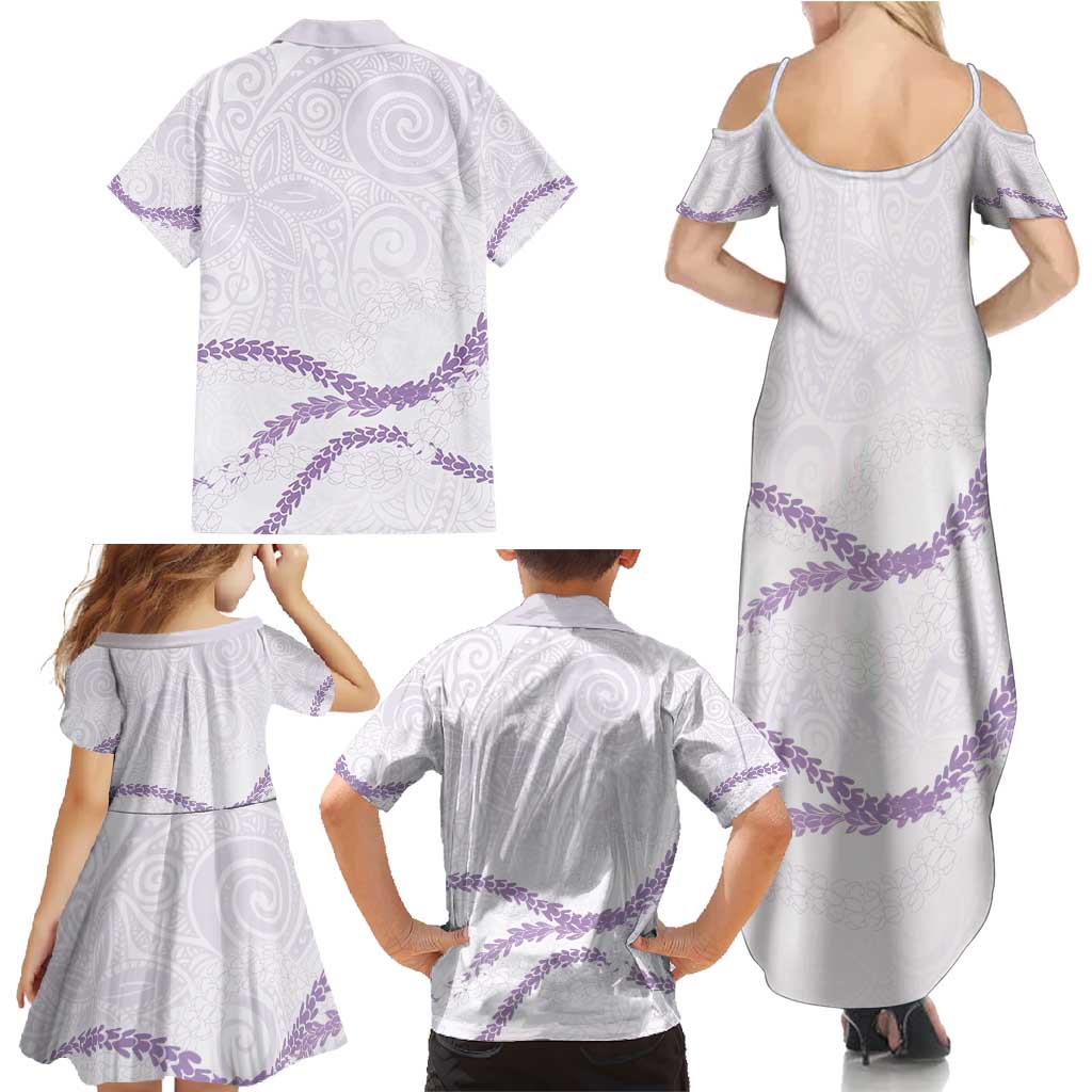 Aloha Lei Mikioi Family Matching Summer Maxi Dress and Hawaiian Shirt Purple Polynesian Tribal Tatau Pattern LT9 - Polynesian Pride
