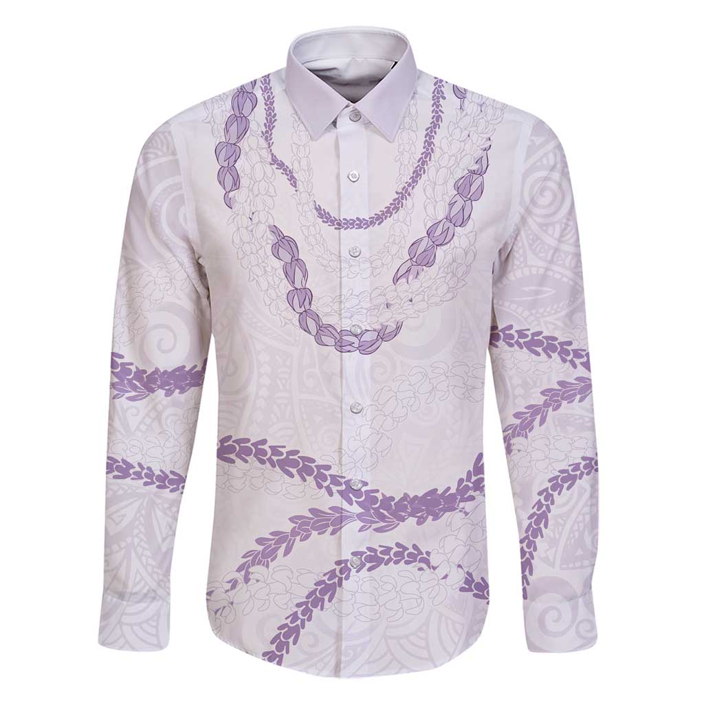 Aloha Lei Mikioi Family Matching Summer Maxi Dress and Hawaiian Shirt Purple Polynesian Tribal Tatau Pattern LT9 Dad's Shirt - Long Sleeve Purple - Polynesian Pride