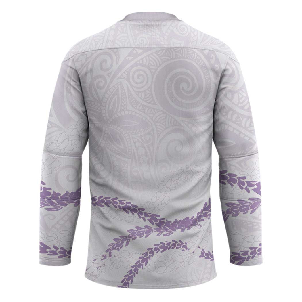 Aloha Lei Mikioi Hockey Jersey Purple Polynesian Tribal Tatau Pattern - Polynesian Pride