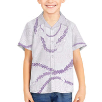 Aloha Lei Mikioi Kid Hawaiian Shirt Purple Polynesian Tribal Tatau Pattern