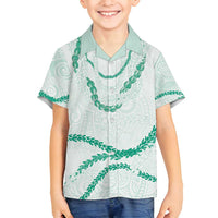 Aloha Lei Mikioi Family Matching Long Sleeve Bodycon Dress and Hawaiian Shirt Sage Green Polynesian Tribal Tatau Pattern LT9 Son's Shirt Green - Polynesian Pride