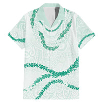Aloha Lei Mikioi Family Matching Mermaid Dress and Hawaiian Shirt Sage Green Polynesian Tribal Tatau Pattern LT9 Dad's Shirt - Short Sleeve Green - Polynesian Pride