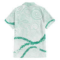 Aloha Lei Mikioi Family Matching Off Shoulder Maxi Dress and Hawaiian Shirt Sage Green Polynesian Tribal Tatau Pattern LT9 - Polynesian Pride