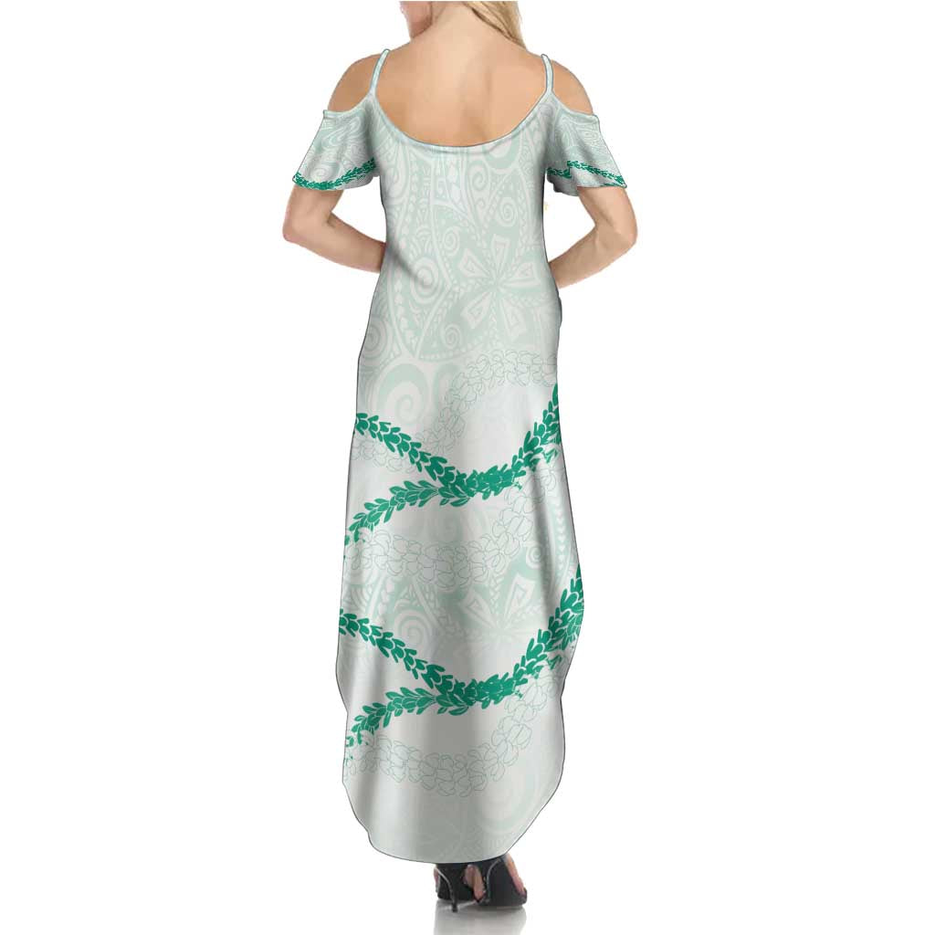 Aloha Lei Mikioi Family Matching Summer Maxi Dress and Hawaiian Shirt Sage Green Polynesian Tribal Tatau Pattern LT9 - Polynesian Pride